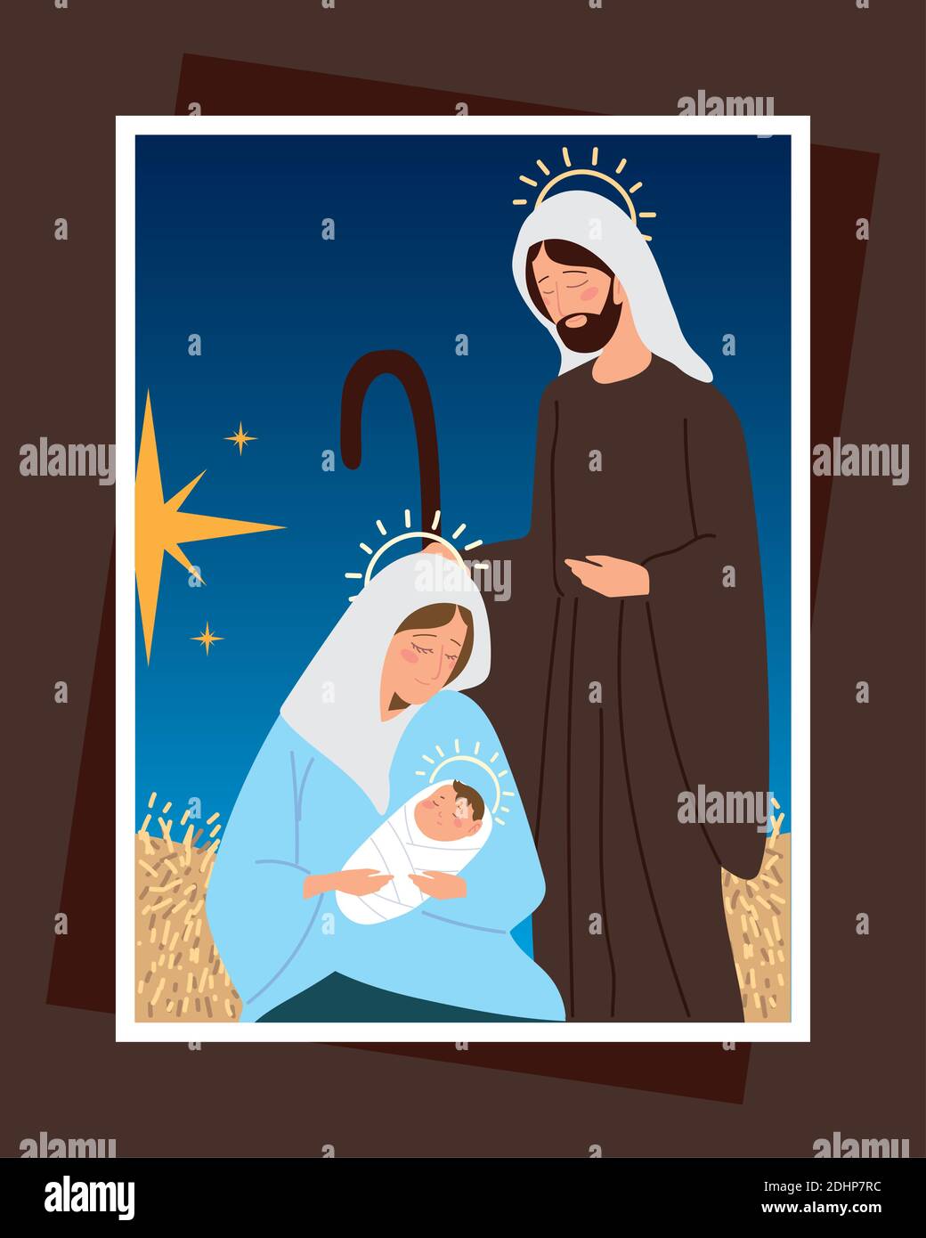 Natividad Con Mary Joseph Escena Nocturna Tarjeta De Pesebre Ilustración Vectorial Imagen Vector 6507
