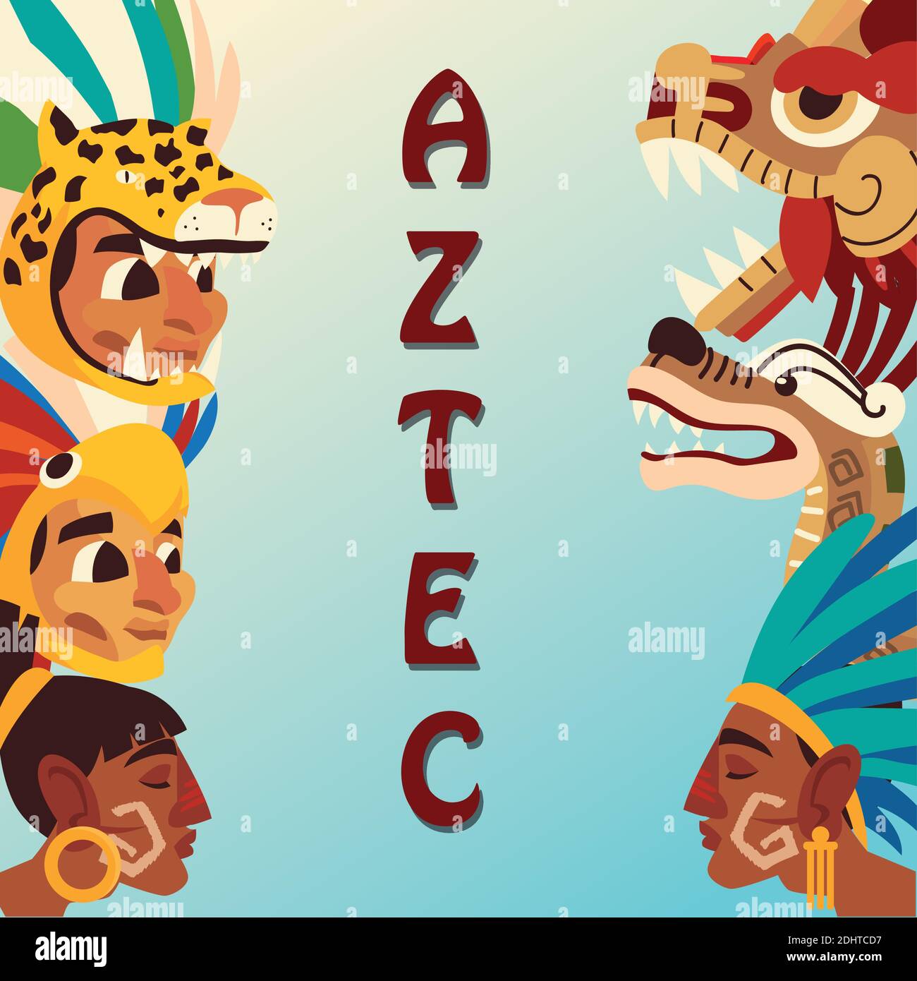 carácter azteca gente serpiente pirámide arma cultura nativa iconos vector ilustración Ilustración del Vector
