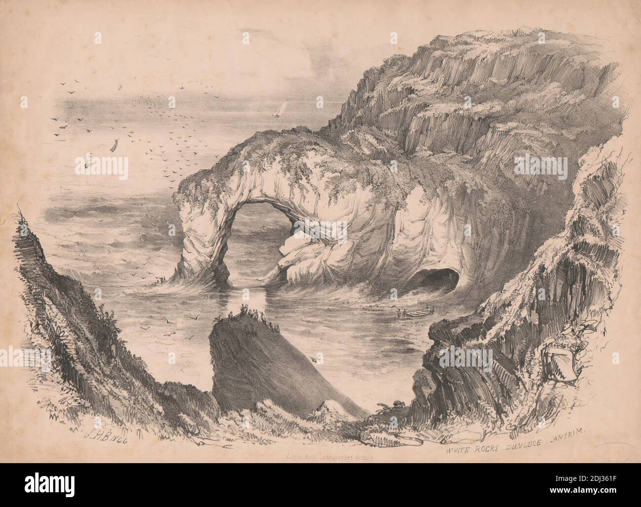 White Rocks, Dunlace Antrim, Marcus Ward, activo 1846, después de artista desconocido, (B., S.H.), 1846, Litograph Foto de stock