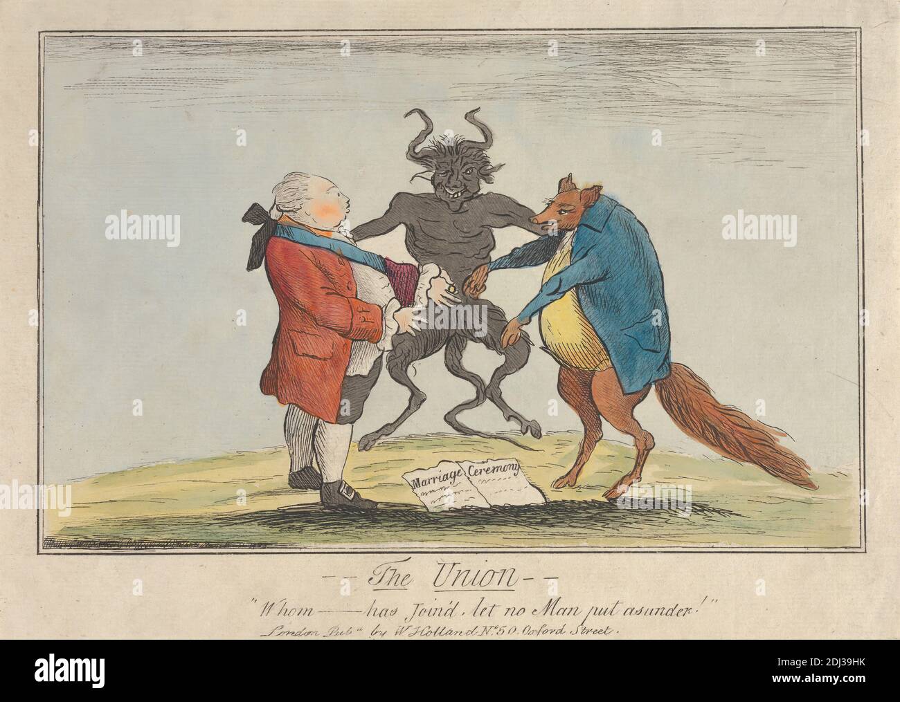 La Unión, - a quién --- ha Join'd, ¡que no se le ponga a ningún hombre!, Edward Topham, 1751–1820, británico, 1783, Etching, a mano, Hoja: 5 1/2 x 9pulg. (14 x 22,9 cm Foto de stock