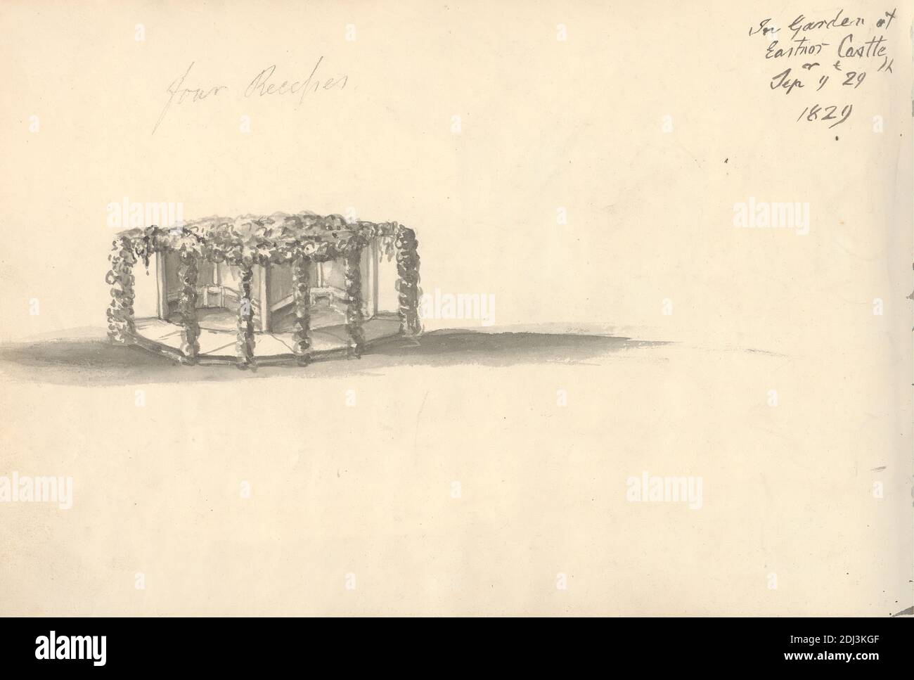 Cuatro recesos, Anne Rushout, ca. 1768–1849, británico, 1824 a 1832, acuarela sobre papel de move crema de grosor moderado, ligeramente texturizado Foto de stock