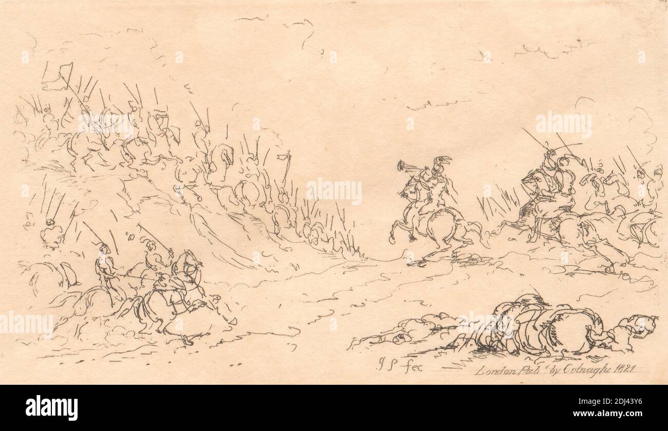Caballeristas, etc., Joseph Steuart, activo 1821, 1821, Etching Foto de stock
