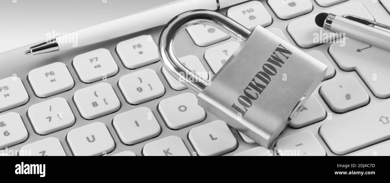 Bloquea el teclado del PC y cierra de cerca Foto de stock