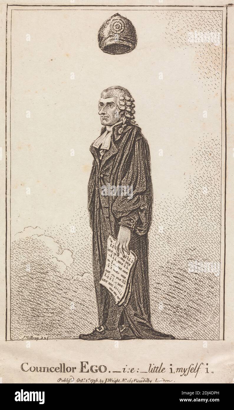 Ego. -i.e.: Little i, Me i, James Gillray, 1757–1815, British, 1798, Etching Foto de stock