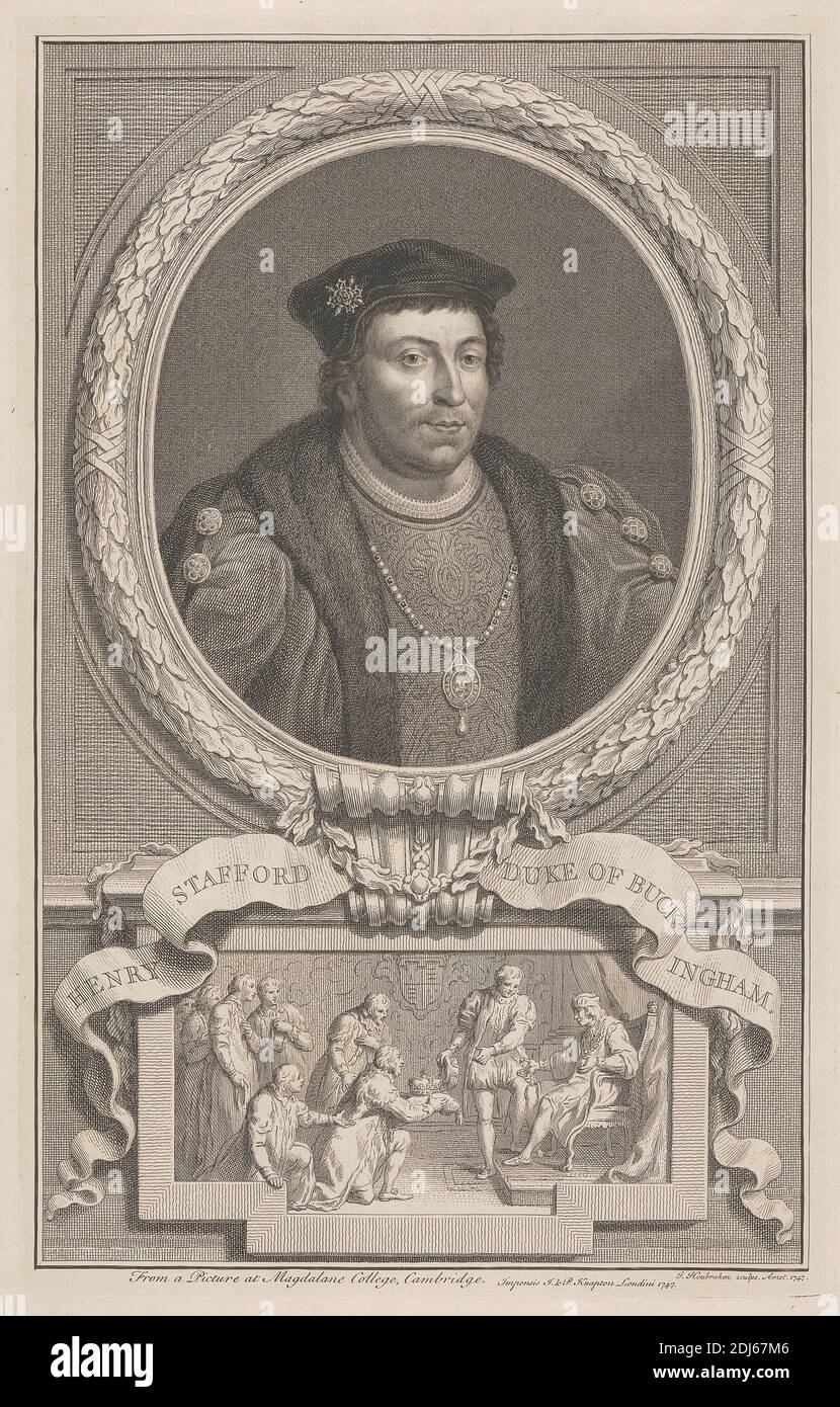 Henry Stafford, Duque de Buckingham, impresión hecha por Jacobus Houbraken, 1698–1780, holandés, 1747, línea de grabado en medio, ligeramente texturizada, color crema de papel Foto de stock