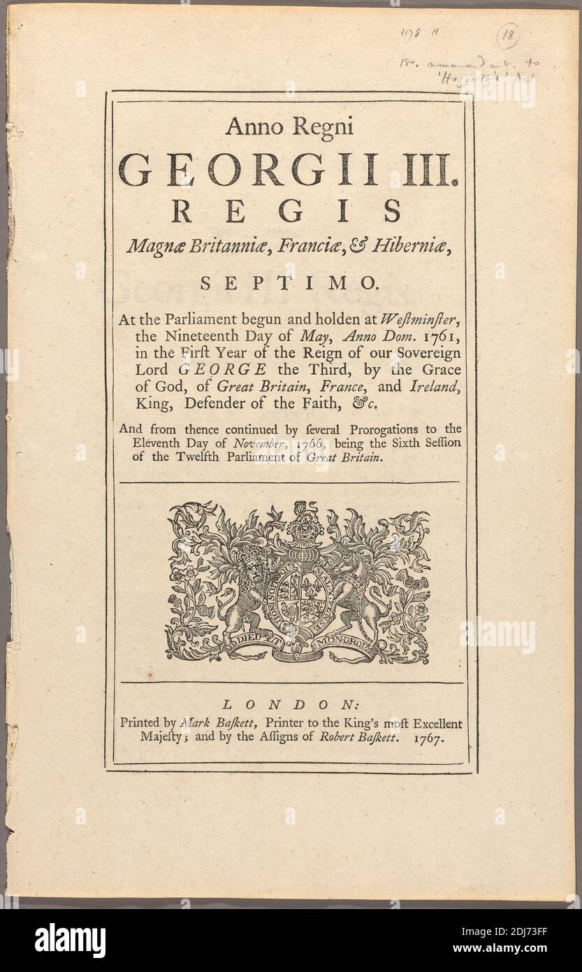 Copyright - Acta del Parlamento, impresión hecha por William Hogarth, 1697–1764, británico, después de William Hogarth, 1697–1764, británico, 1767, Letterpress con grabado Foto de stock
