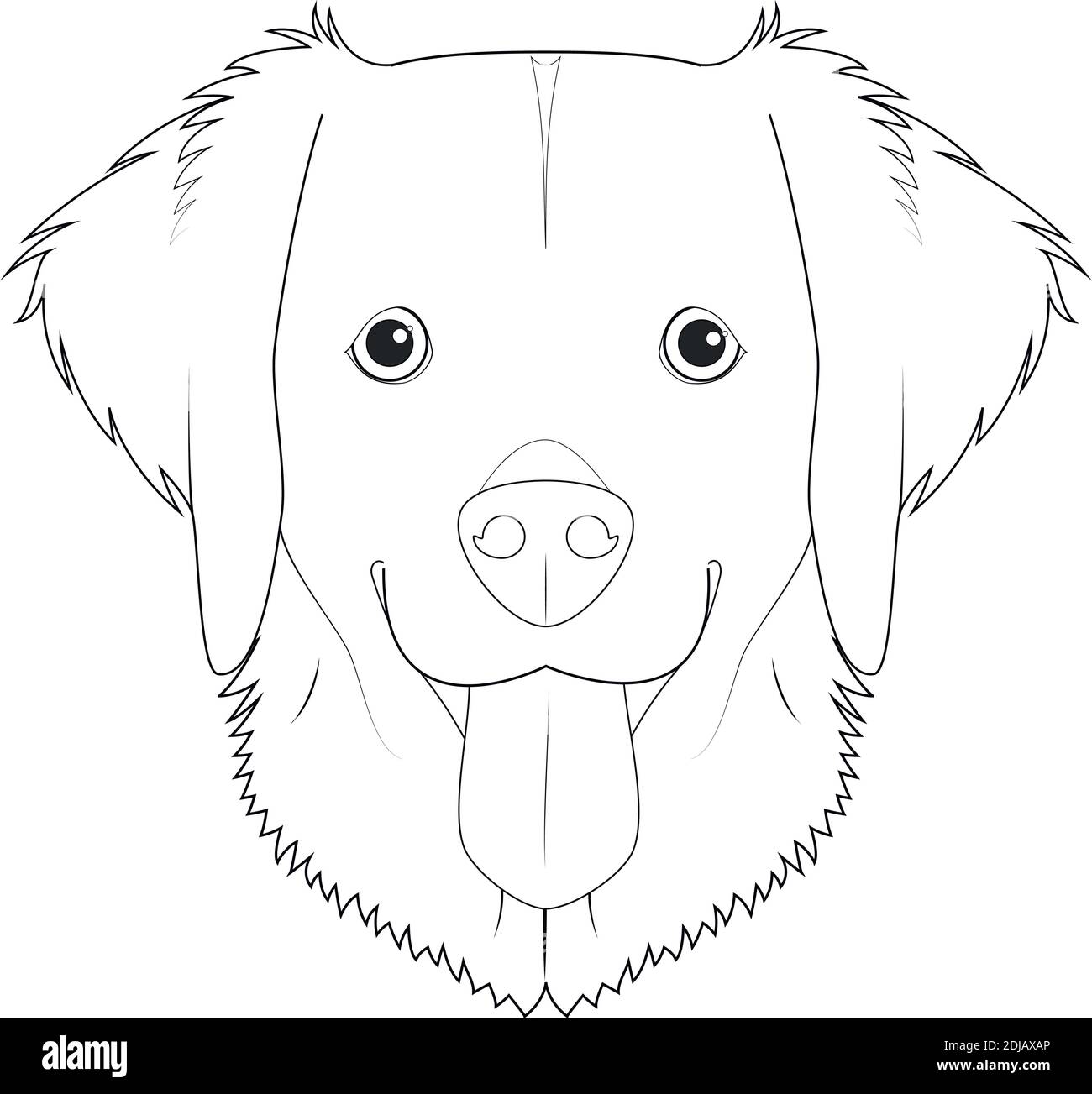 Golden Retriever perro fácil de colorear dibujo vectorial de dibujos  animados. Aislado sobre fondo blanco Imagen Vector de stock - Alamy