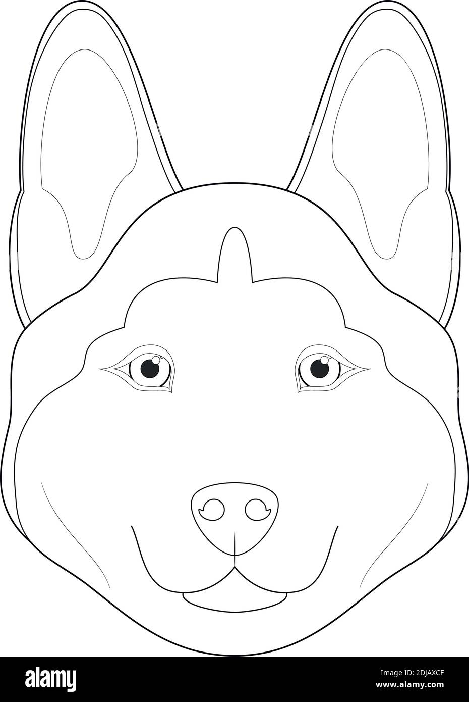 Dibujo vectorial de dibujos animados de color fácil de perro de Husky.  Aislado sobre fondo blanco Imagen Vector de stock - Alamy