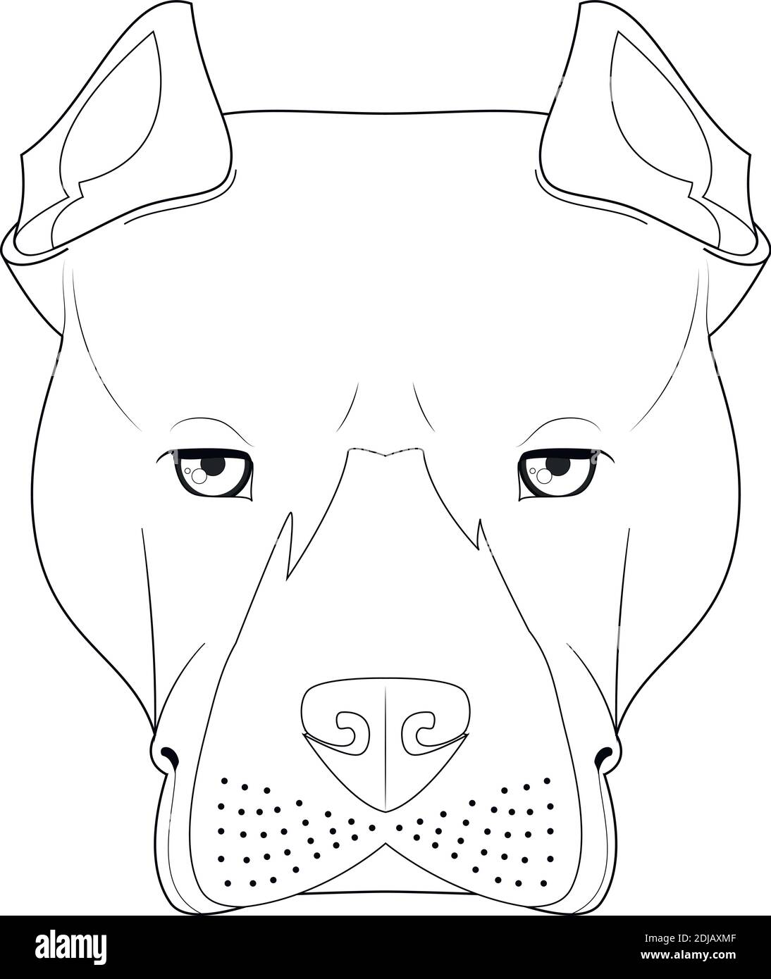 Pitbull o American Staffordshire perro fácil de colorear dibujo vectorial  de dibujos animados. Aislado sobre fondo blanco Imagen Vector de stock -  Alamy