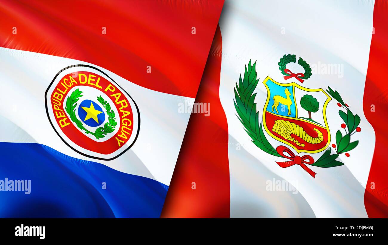 Banderas de Paraguay y Perú. Diseño de bandera de espeleología en 3D