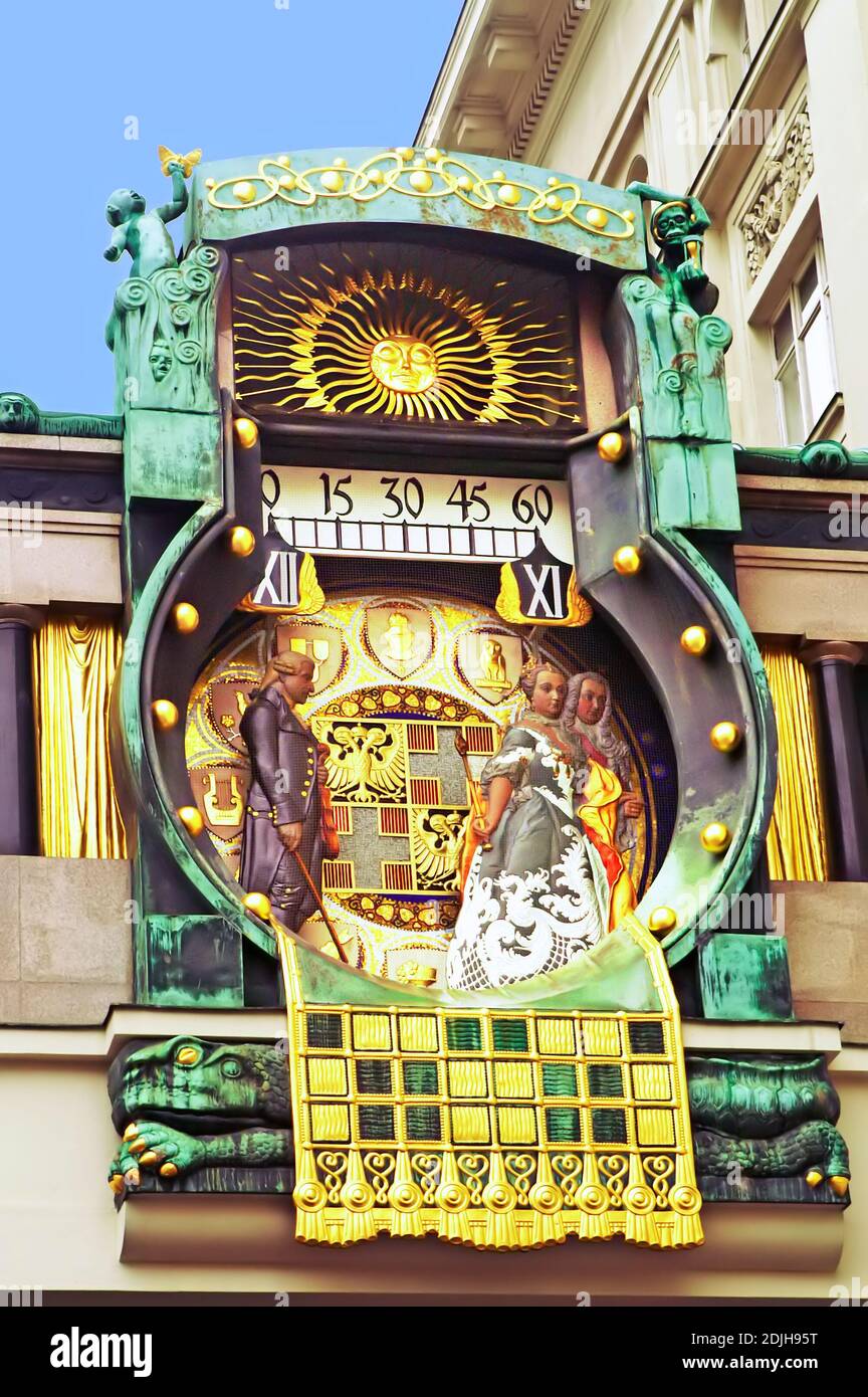 Anker reloj Ankeruhr), el famoso reloj astronómico en Viena (Austria)  construido por Franz von Matsch Fotografía de stock - Alamy