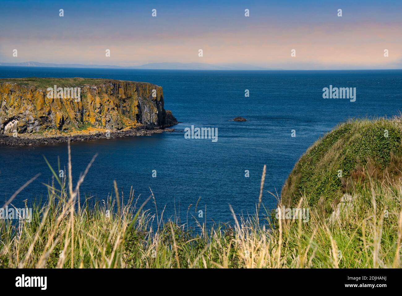 La costa escénica de Giants Causeway en Irlanda del Norte Foto de stock