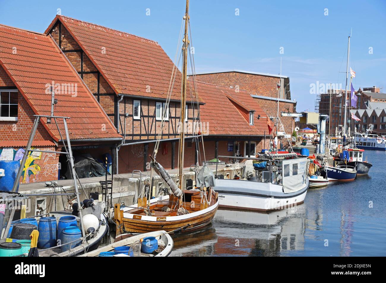 Alemania, Mar Báltico, Mecklemburgo-Pomerania Occidental, Ciudad Hanseática de Wismar, Puerto Viejo Foto de stock