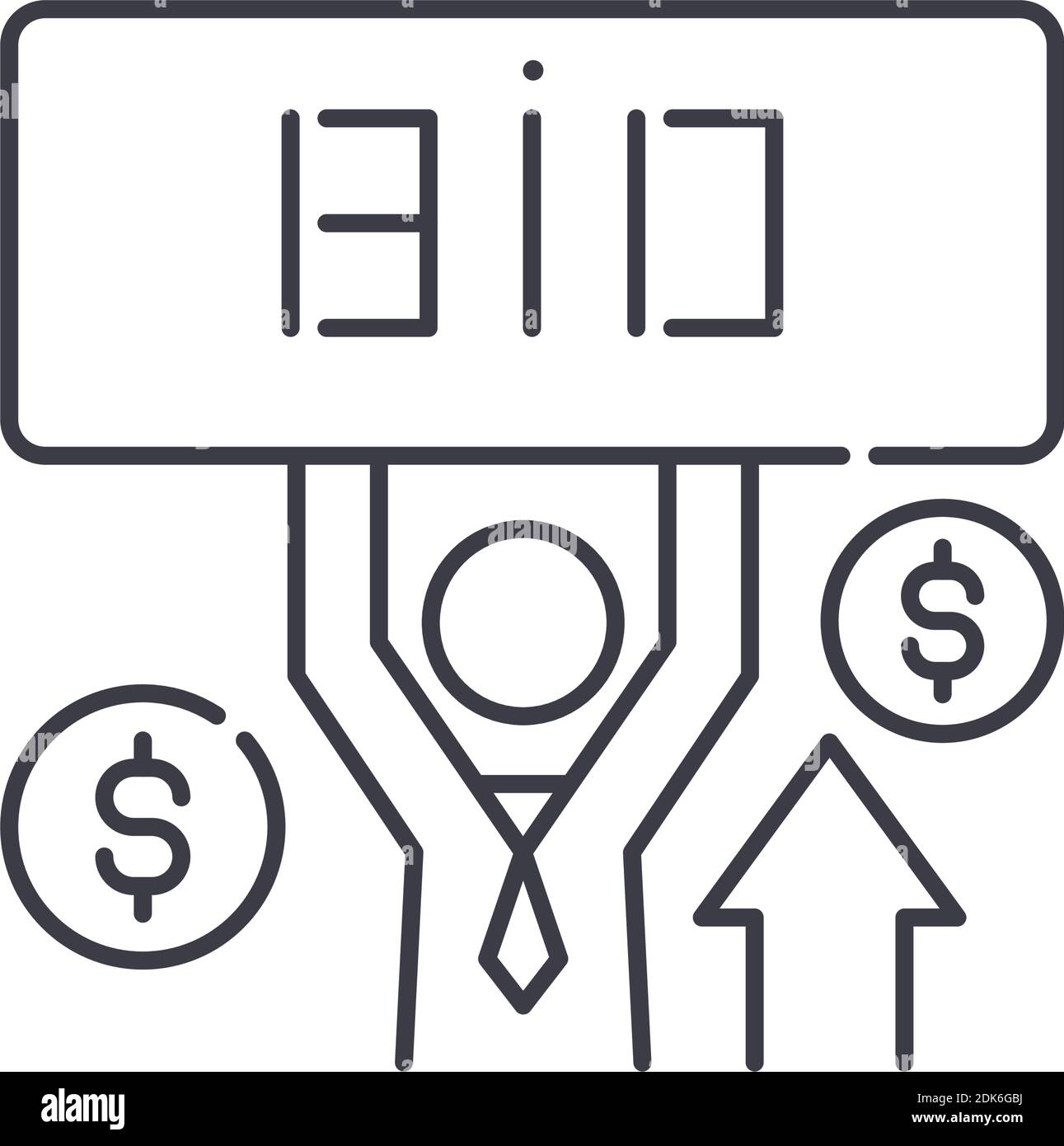 Icono de oferta para inversores, ilustración lineal aislada, vector de línea fina, signo de diseño web, símbolo de concepto de contorno con trazo editable sobre fondo blanco. Ilustración del Vector