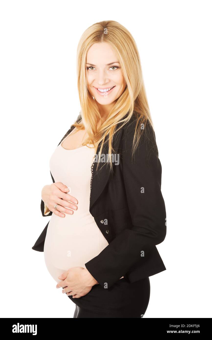 Sonriente embarazada vestimenta formal de - Alamy