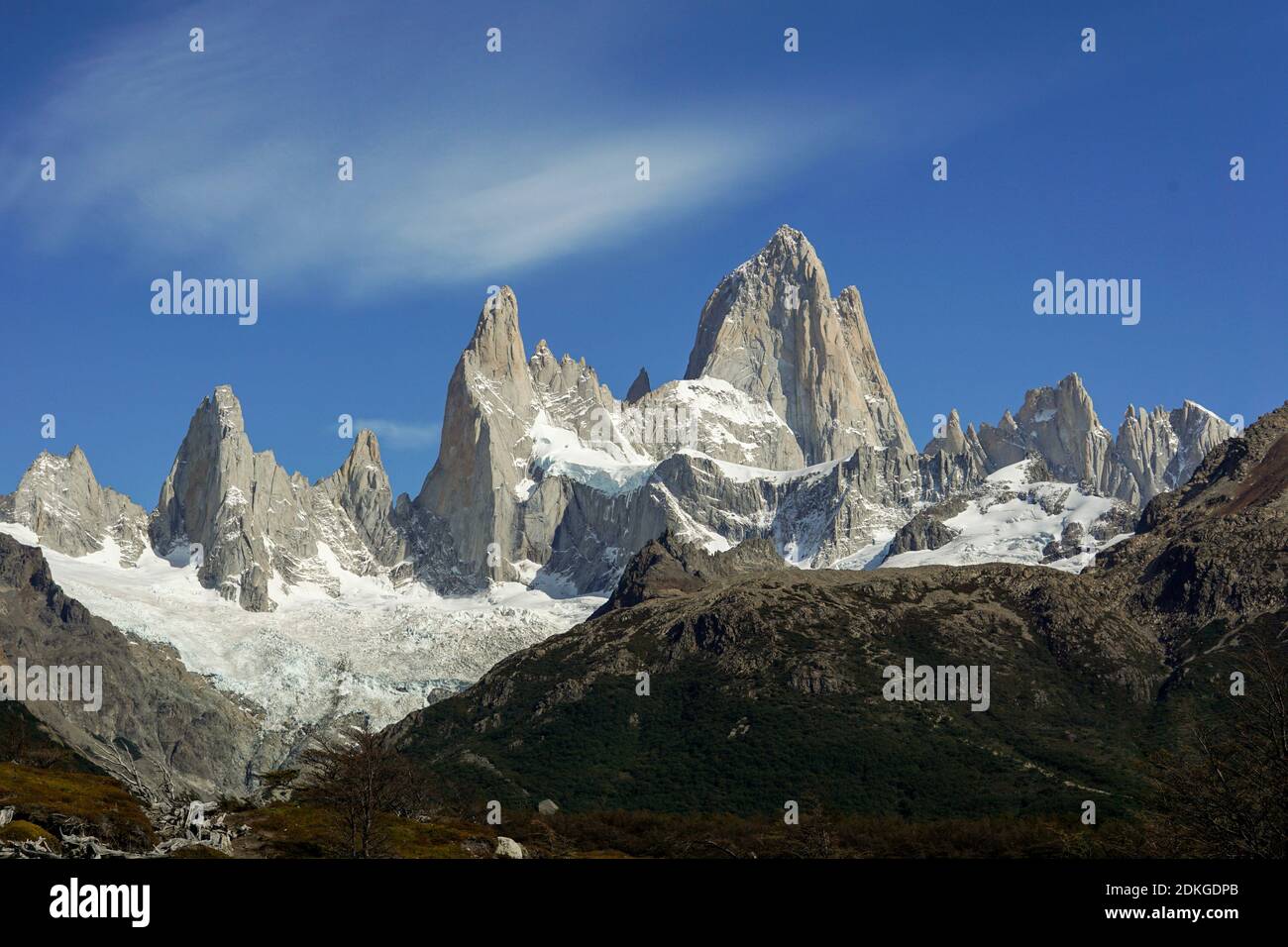 Detalle de la montaña Fitz Roy, Patagonia, Argentina, Sudamérica. Foto de stock