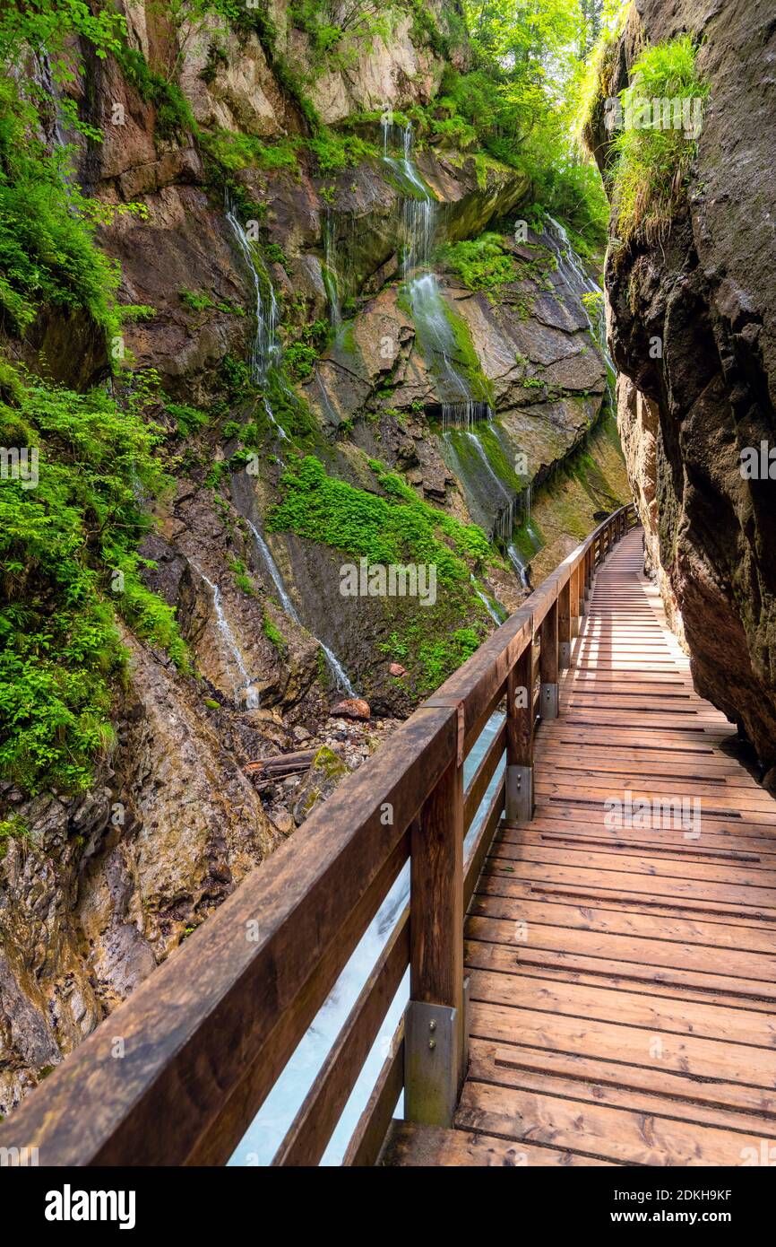 Cascadas, río, garganta, cañón, Wimbachklamm, Berchtesgaden, Baviera, Alemania, Europa Foto de stock