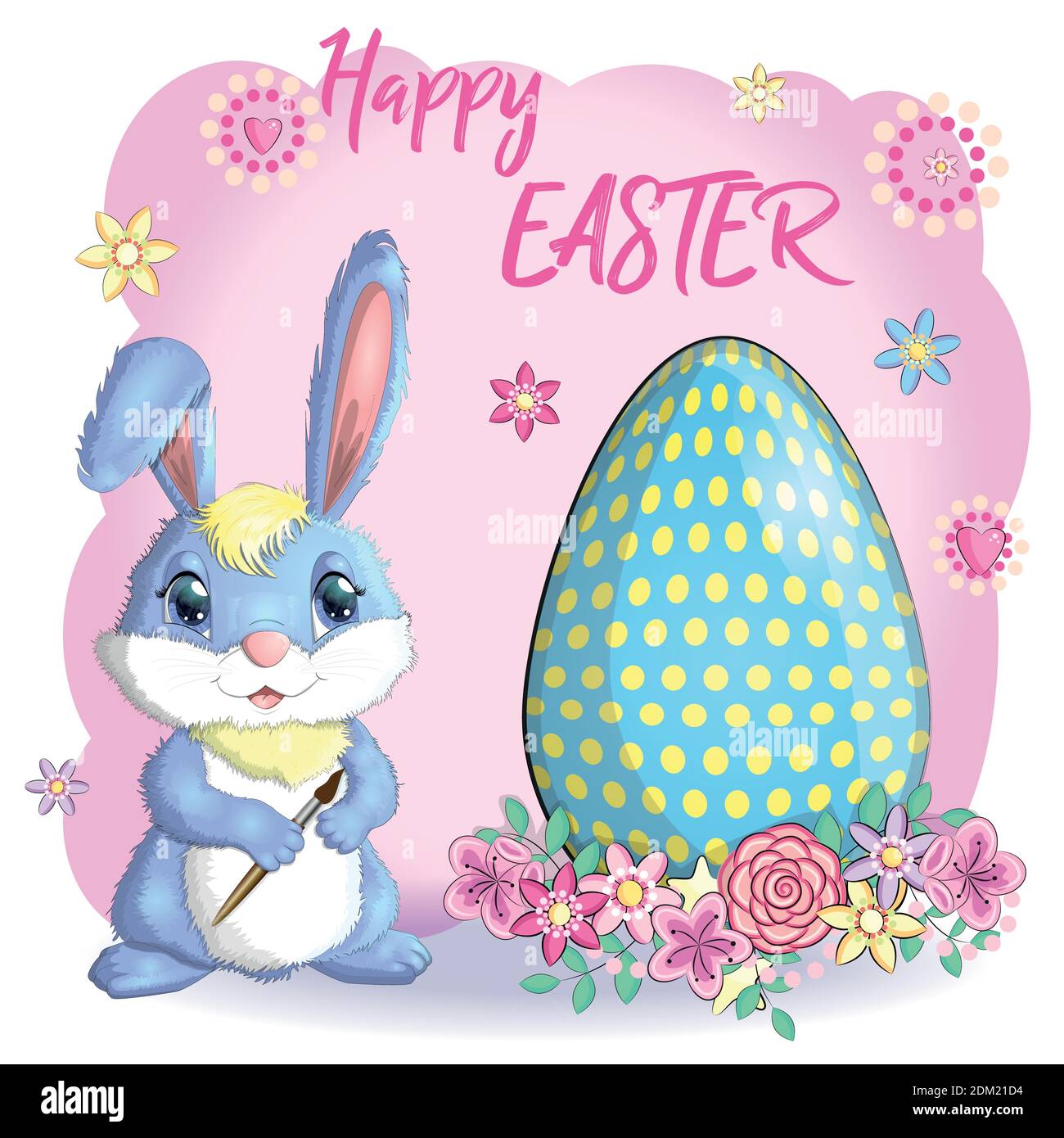 Conejo de Pascua personaje de dibujos animados con huevo de pascua Imagen  Vector de stock - Alamy