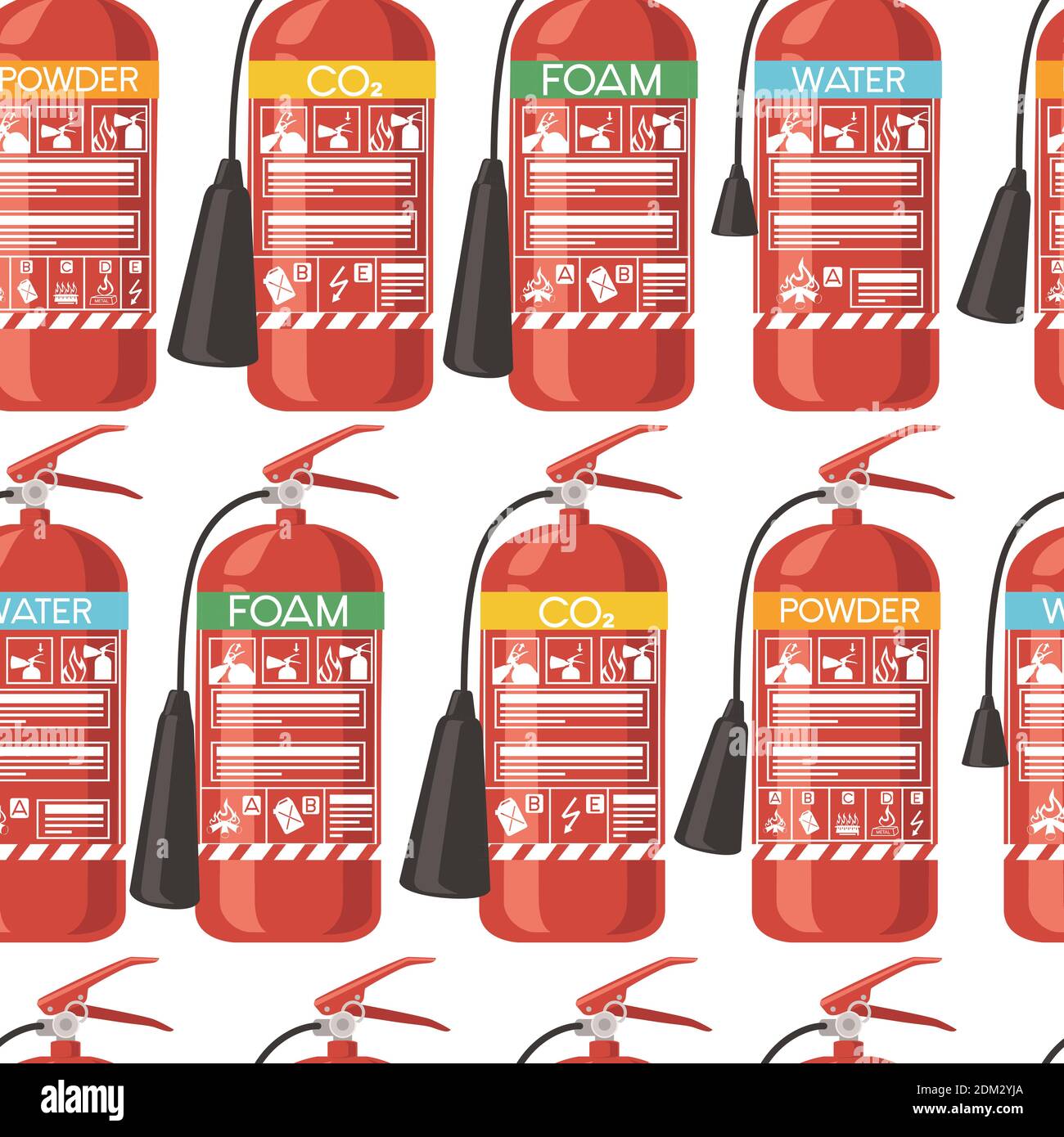 Patrón sin costuras de diferentes extintores de incendios con etiquetas  seguras consejos sencillos sobre cómo utilizar la ilustración de vector  plano sobre fondo blanco Imagen Vector de stock - Alamy