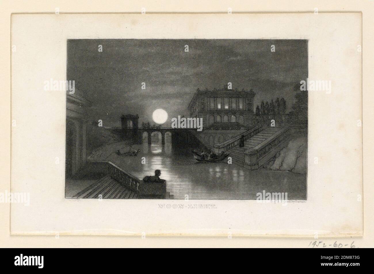 Moon-Light, John Sartain, American, 1808–1897, Thomas Stohard, British, 1755–1834, Mezzotint y grabado en tinta negra sobre papel, 1847, impresión Foto de stock