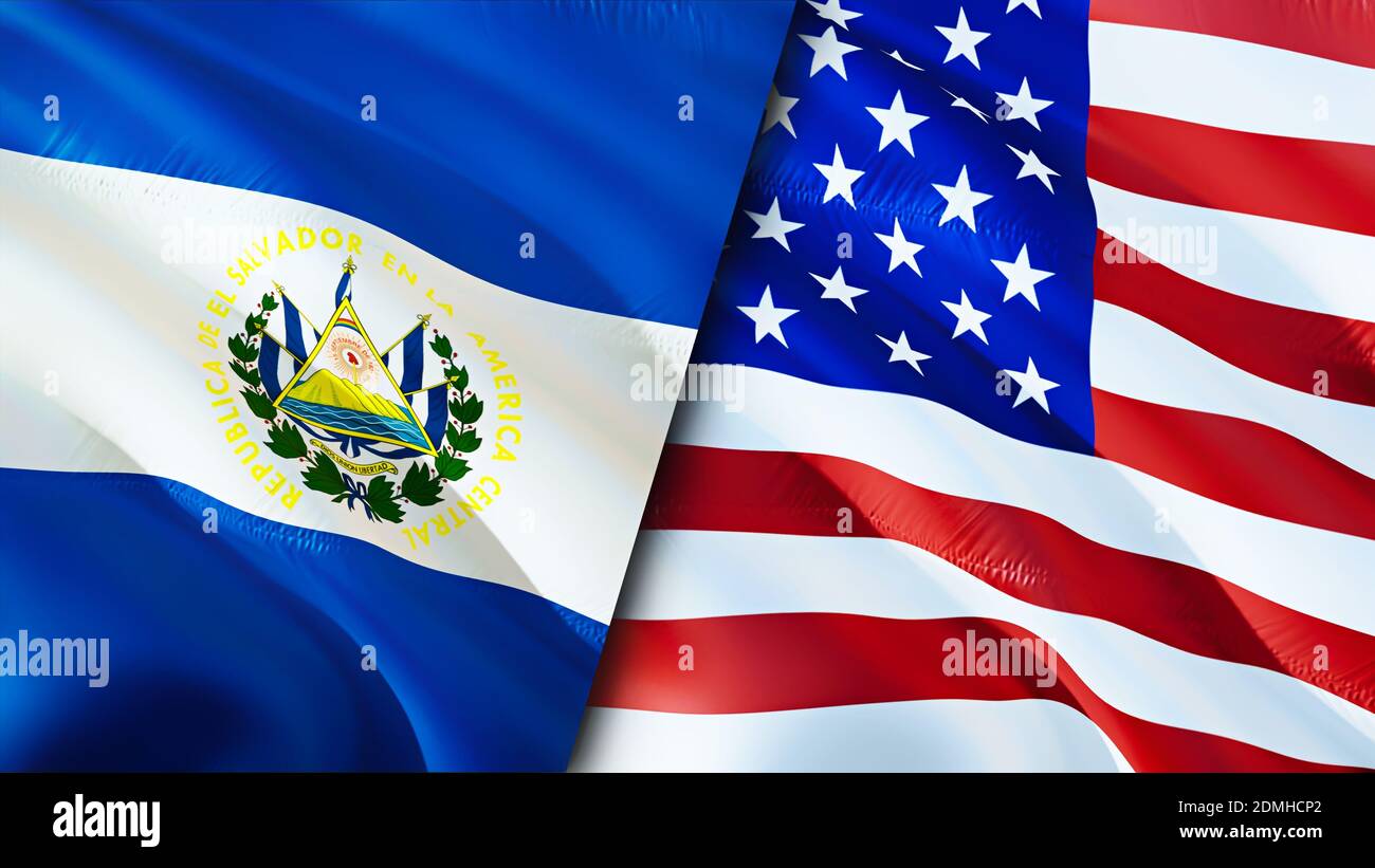 El Salvador y banderas de los Estados Unidos. Diseño de bandera de