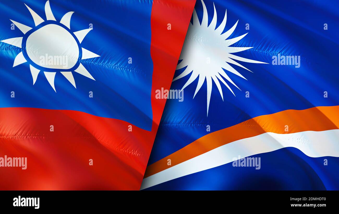 Banderas De Taiwan Y Las Islas Marshall Diseno De Bandera De Espeleologia En 3d Islas Marshall De Taiwan Bandera Imagen Papel Tapiz Taiwan Vs Islas Marshall Imagen 3d Render Fotografia De Stock
