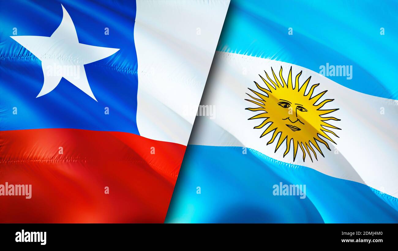 Banderas de Chile y Argentina. Diseño de bandera de espeleología en 3D. Chile Argentina bandera