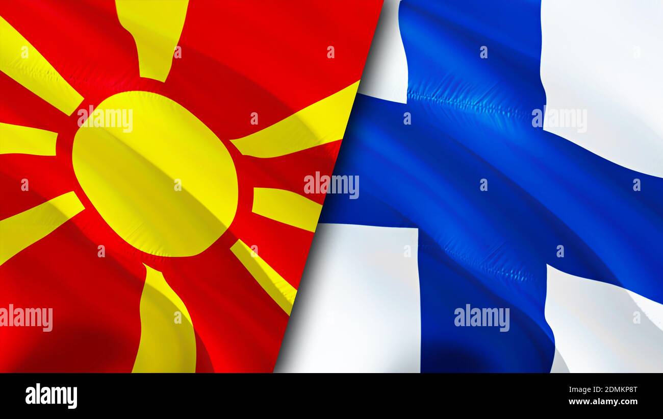 Banderas del Norte de Macedonia y Finlandia. Diseño de bandera de