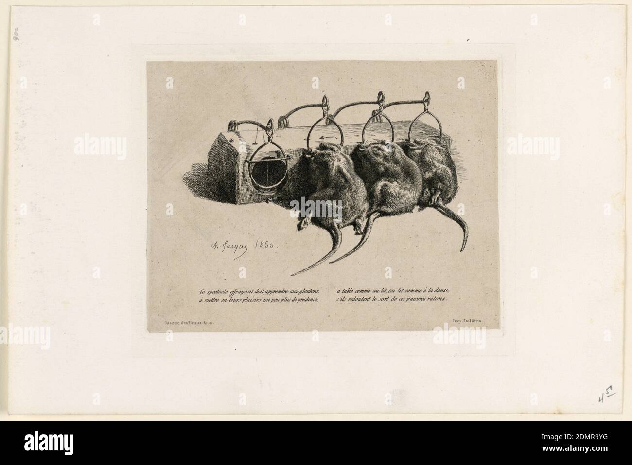 El mousetrap, Charles Emile Jacque, francés, 1813 - 1894, grabado en tinta negra en papel de la India, Francia, 1860, impresión Foto de stock