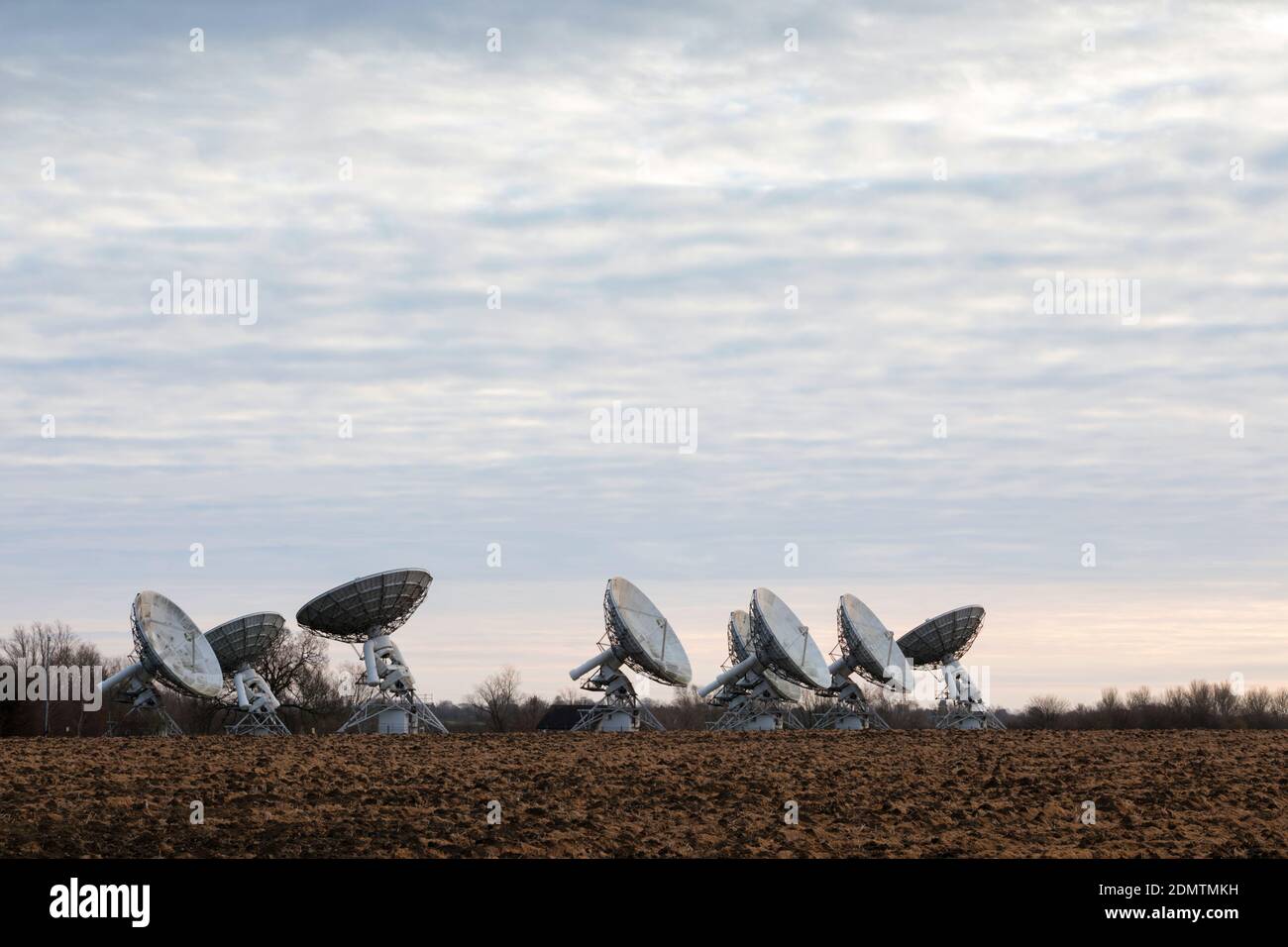 Observatorio radioastronómico de Mullard Radio Telescopios, Cambridgeshire, Reino Unido Foto de stock