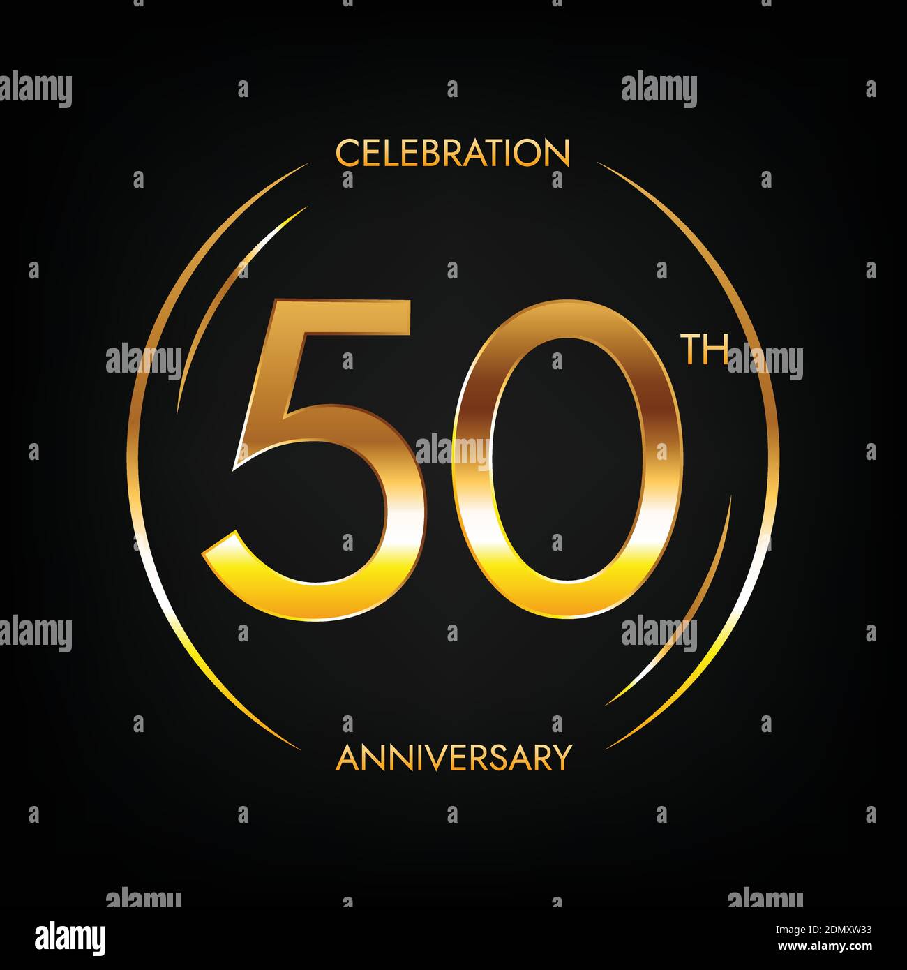 50 aniversario. Cincuenta años de fiesta de cumpleaños banner en color  dorado brillante. Logotipo circular con diseño de número elegante Imagen  Vector de stock - Alamy