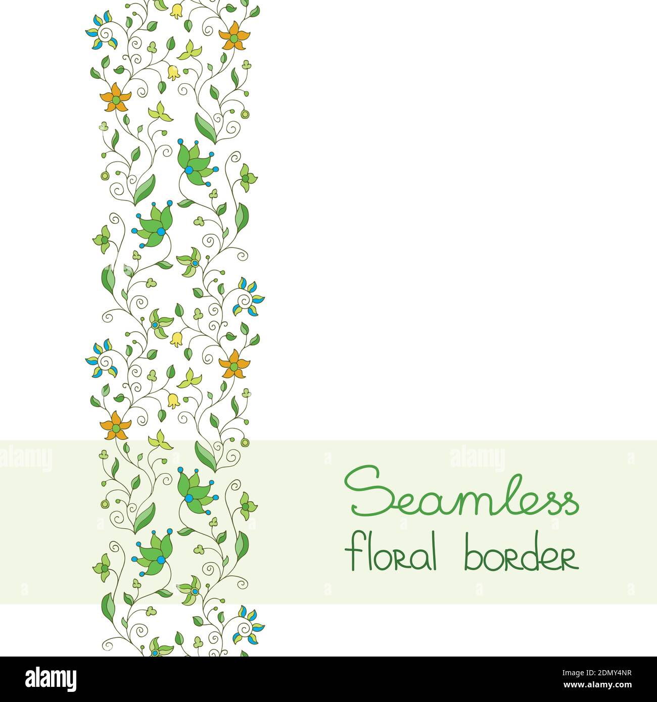 Flores sin costuras borde floral flores verdes sobre fondo blanco Imagen Vector de stock - Alamy Flores sin costuras borde floral flores verdes sobre fondo blanco Imagen Vector de stock - Alamy