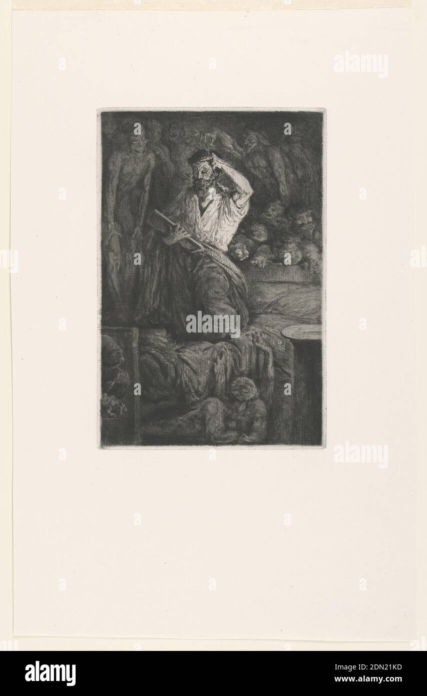 Una pesadilla, François-Nicolas Chifflart, francés, 1825 - 1901, grabado en tinta negra sobre papel blanco, Francia, ca. 1860, impresión Foto de stock