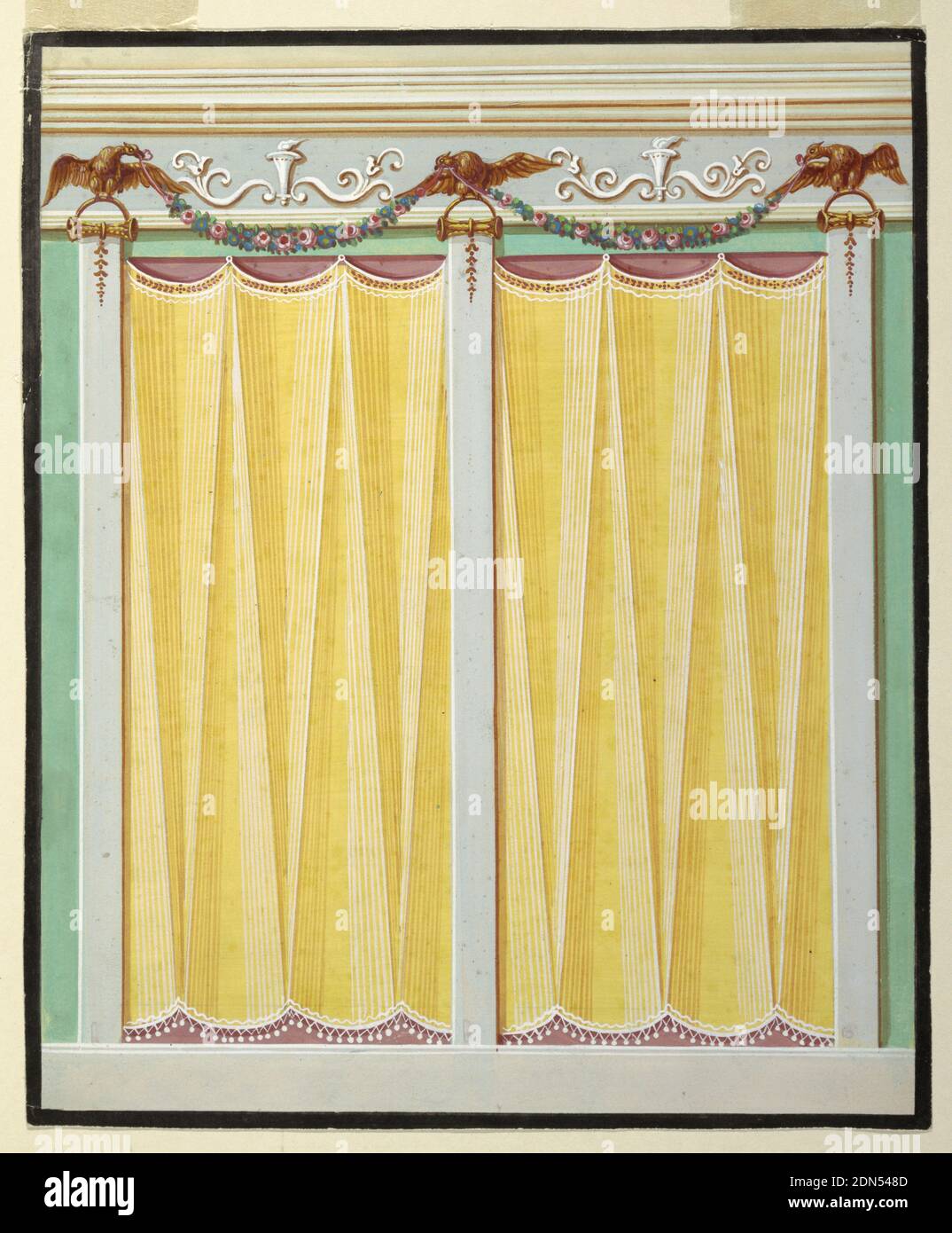 Cortinas de amarre de pintura de pájaros para ventanas, cortinas ajustables  de globo, acuarela vintage, verde azulado, nota musical degradada