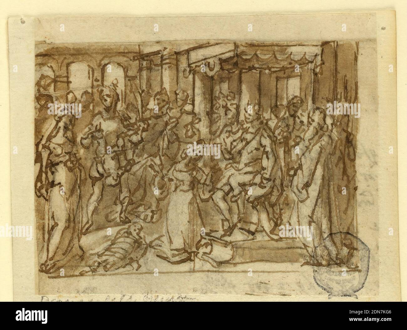El juicio de Salomón, diseño preliminar para 'Sapientiae' (el Espíritu de  la Sabiduría), placa 1 en la serie impresa 'dones del Espíritu Santo', Jan  van der Straet, llamado Stradanus, flamenco, 1523–1605, pluma