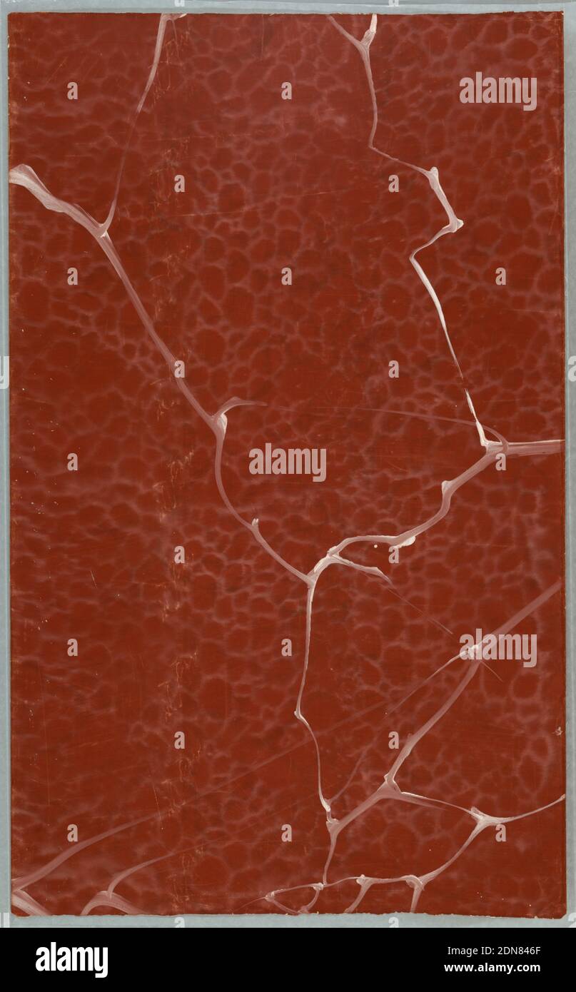 Sidewall, Marbleized, White veining, and gray and white mottles veining, on red-orange ground., England, 1815–30, Wallcoverings, Sidewall Foto de stock