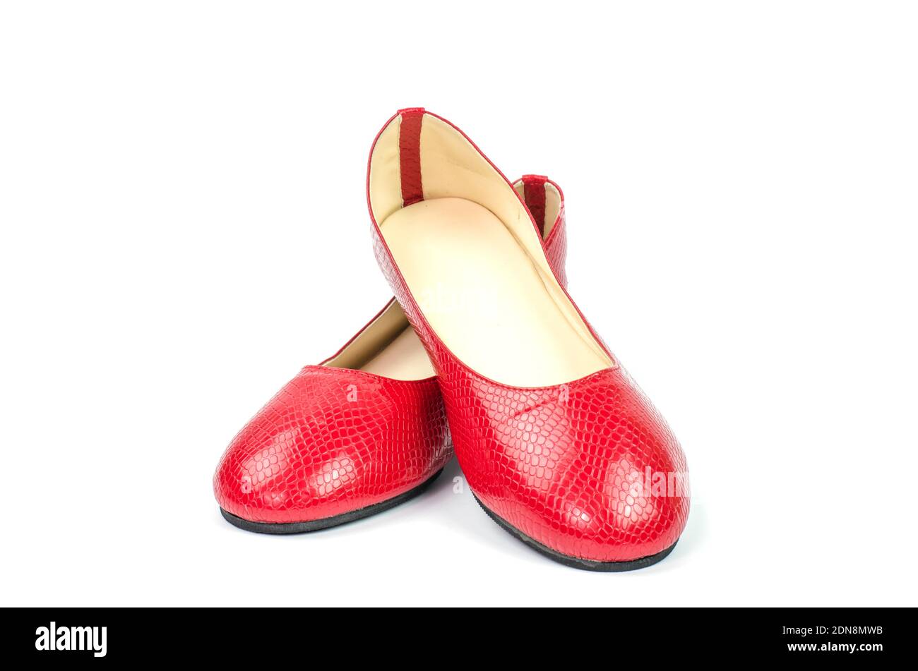 Primer de zapatos rojos fondo blanco Fotografía stock -