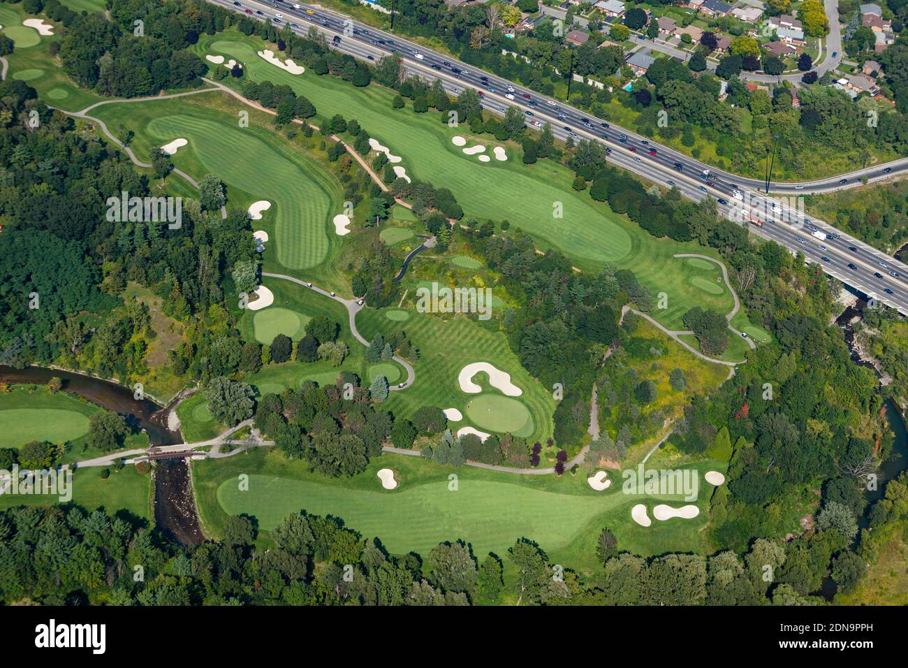 Vista aérea del campo de golf Donalda Club en Toronto. Foto de stock