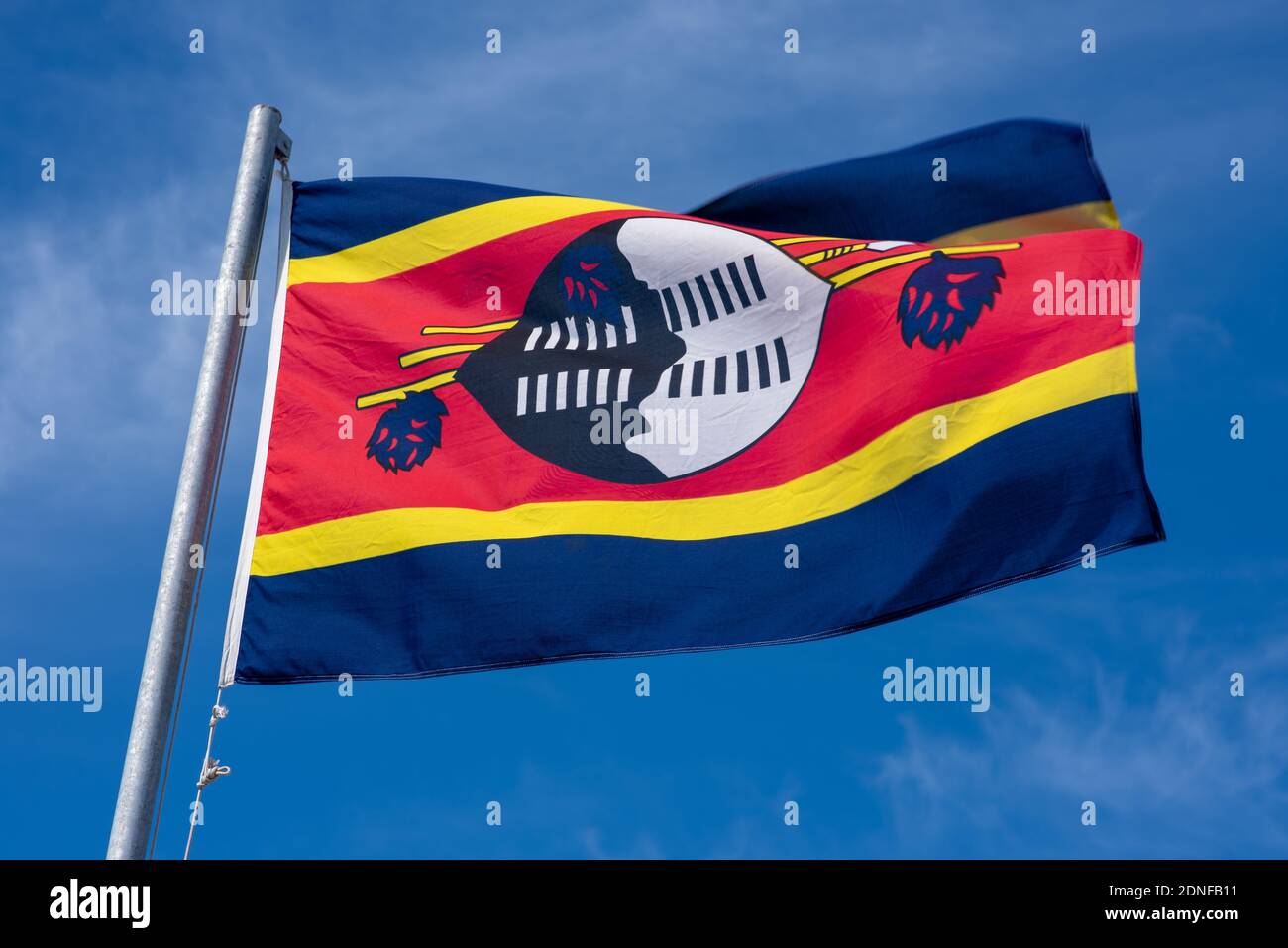 Bandera de Eswatini formalmente conocida como Swazilandia Foto de stock