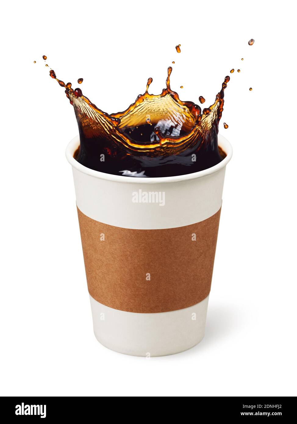 taza de café salpicado aislado sobre blanco Foto de stock
