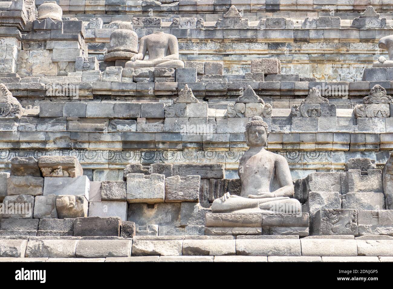 El antiguo templo budista en Borobudur, Indonesia Foto de stock