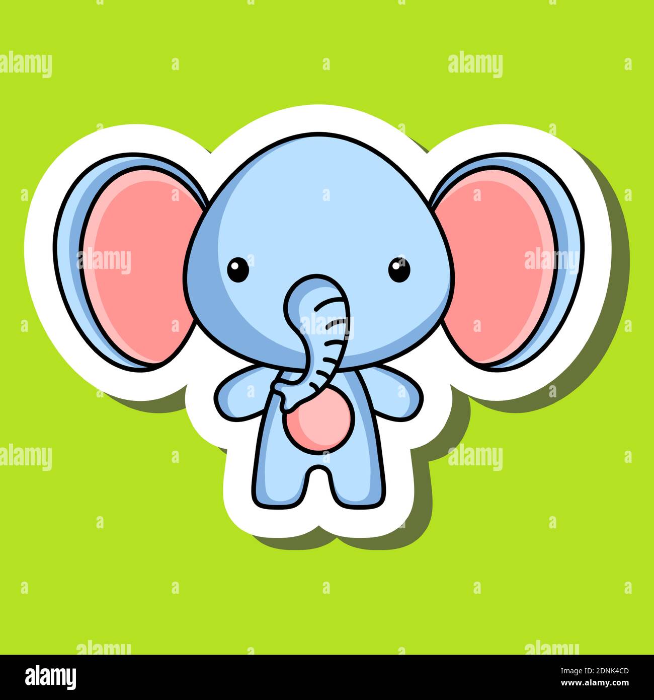Lindo pegatina de dibujos animados pequeño elefante. Diseño de carácter  animal mascota para tarjetas para niños, ducha de bebé, carteles,  invitación de b-day, ropa Imagen Vector de stock - Alamy