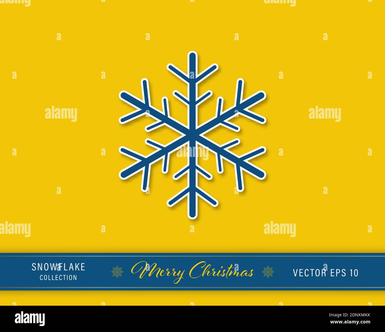 Hermoso icono de copo de nieve de Navidad de dos capas sobre fondo amarillo Ilustración del Vector