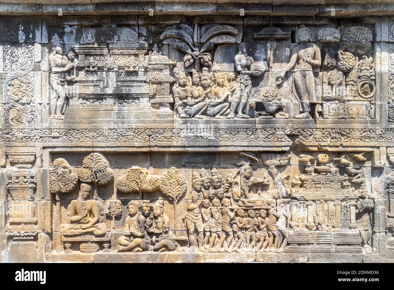 El antiguo templo budista en Borobudur, Indonesia Foto de stock