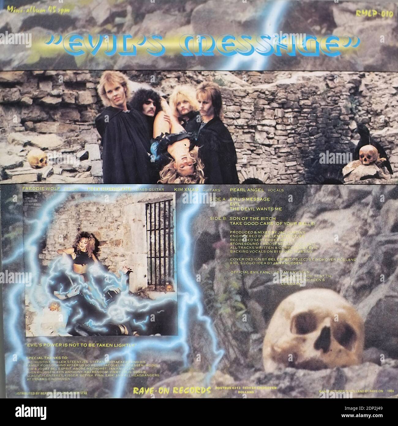 EL MENSAJE DEL MAL destino Mercyful rey diamante 12  EP VINILO - Vintage Vinyl Record Cover01 Foto de stock