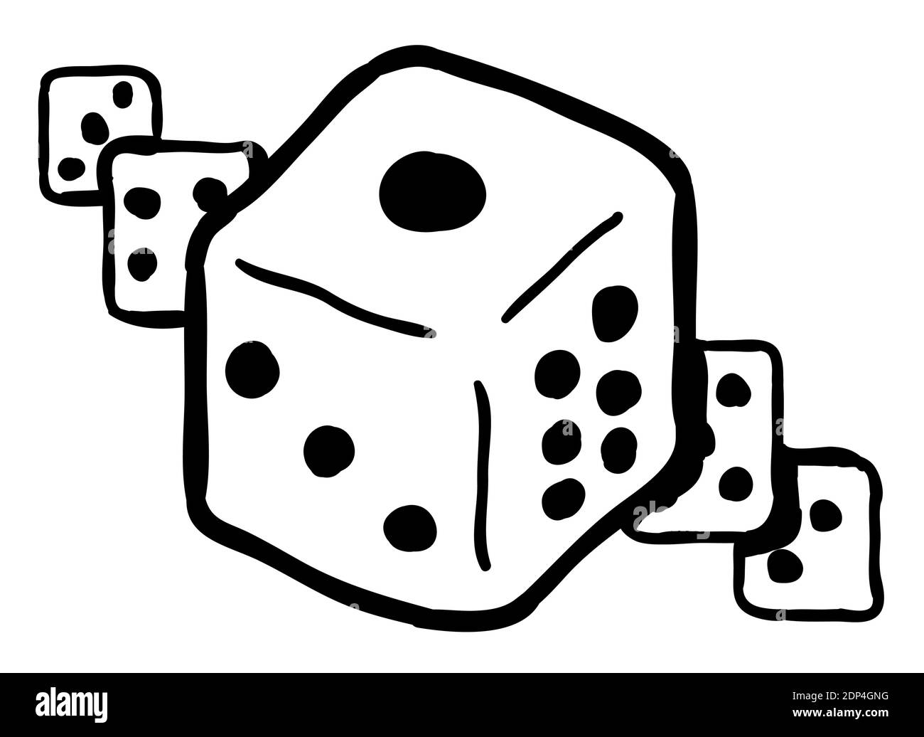 Símbolo de dados dibujo de línea de dibujos animados, vector, horizontal,  blanco y negro, aislado Imagen Vector de stock - Alamy