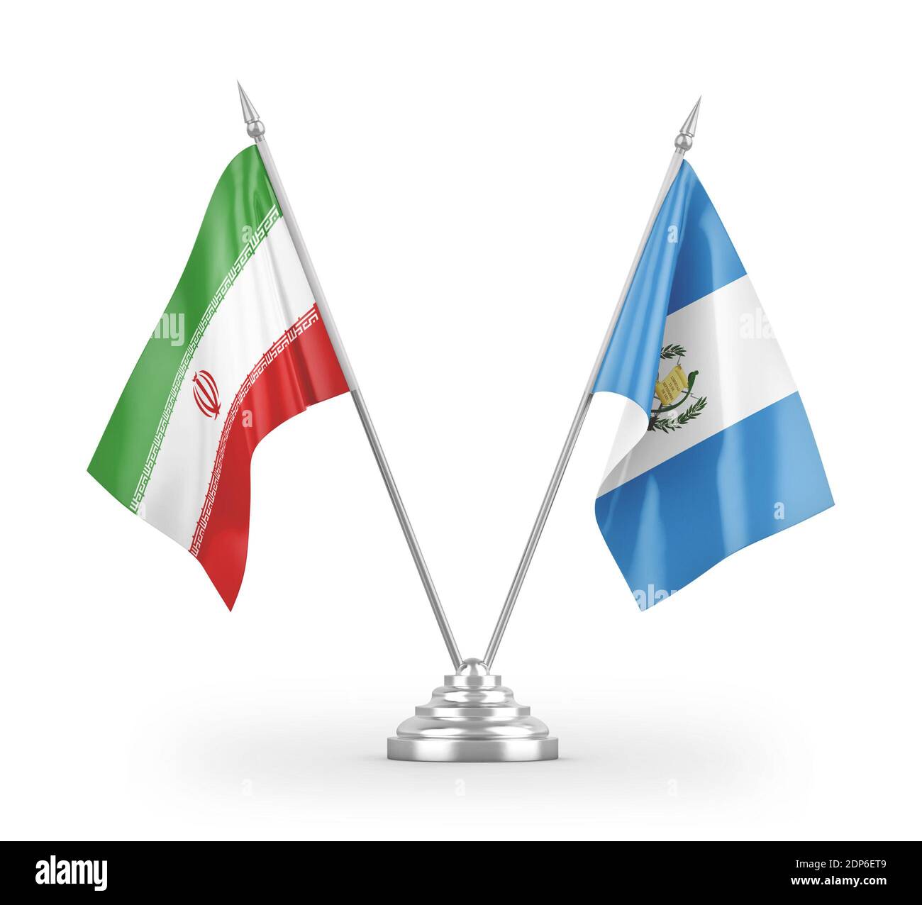 Guatemala e Irán banderas de mesa aisladas sobre la presentación en 3D  blanco Fotografía de stock - Alamy