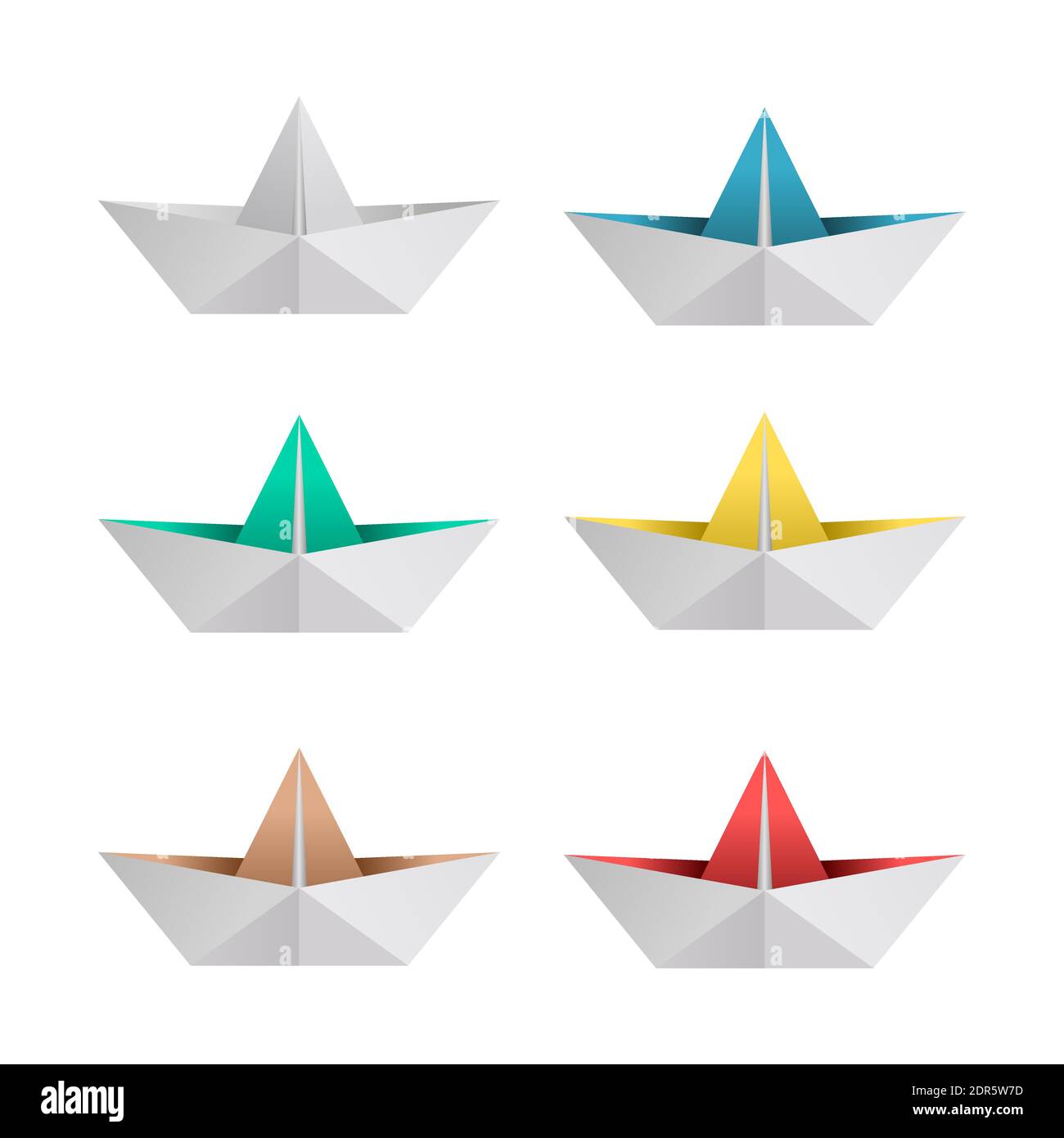 Juego de barcos de papel. Barco de papel Origami. Colección de seis botes  de papel plegados. Nave de papel. Colores diferentes. Aislado sobre fondo  blanco. Vector Imagen Vector de stock - Alamy