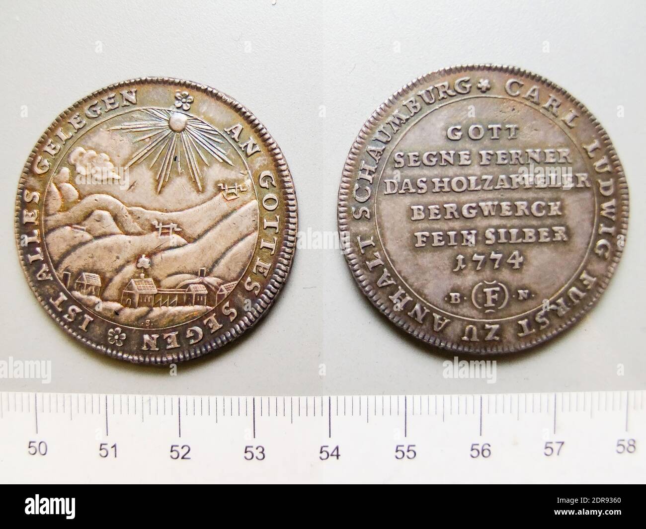 Gobernante: Carl Ludwig, Menta: Anhalt-Schaumburg, Magistrado: Philipp Christian Bunsen, alemán, Magistrado: Georg Neumeister, 1 Thaler de Carl Ludwig de Anhalt Schaumburg, Plata, 23.3 g, 12:00, 38.35 mm, fabricado en Anhalt-Schaumburg, Alemania, alemán, siglo XVIII, Numismática Foto de stock