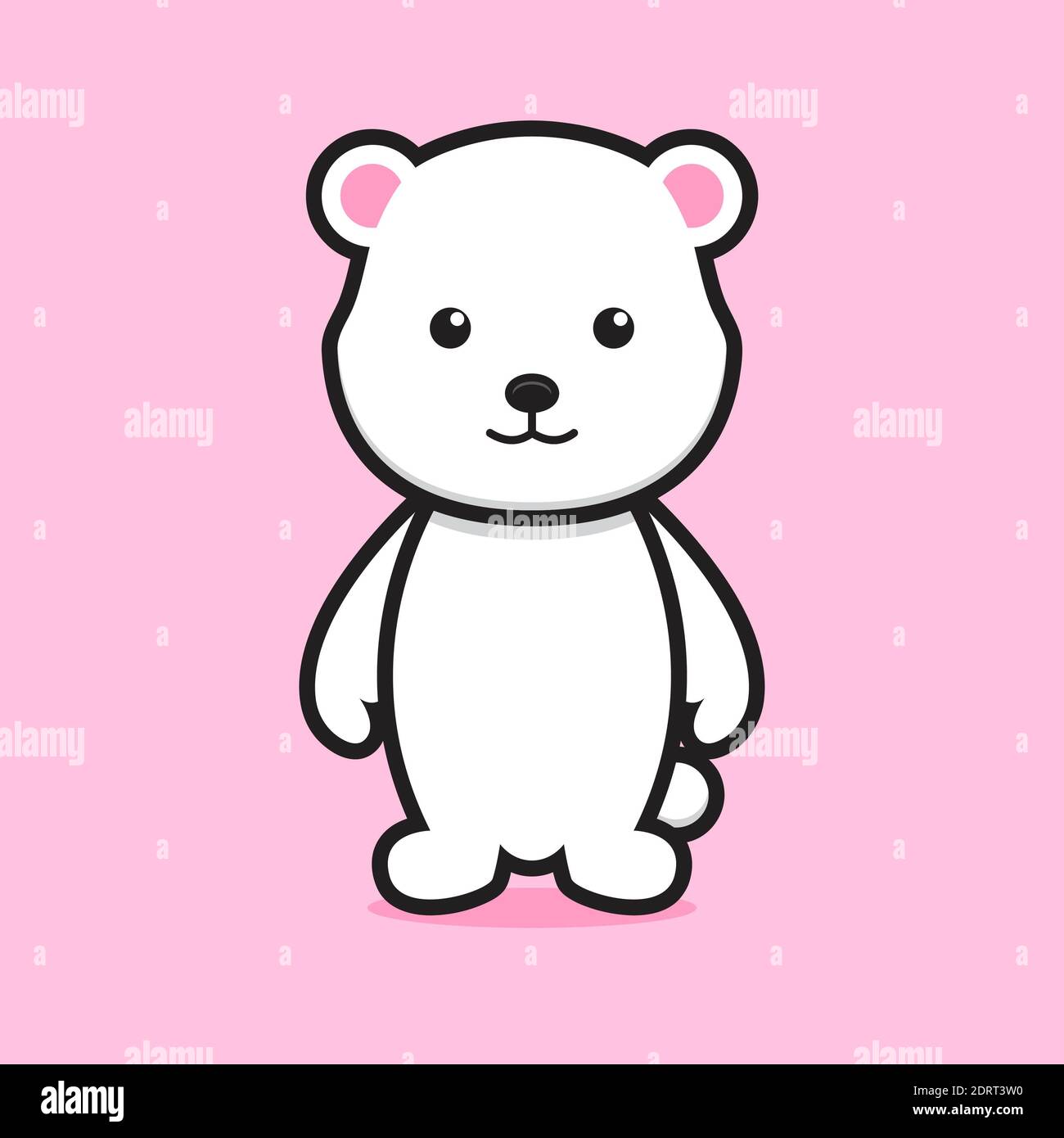 bonito personaje de dibujos animados de oso blanco con cara de sonrisa.  diseño aislado sobre fondo rosa Fotografía de stock - Alamy